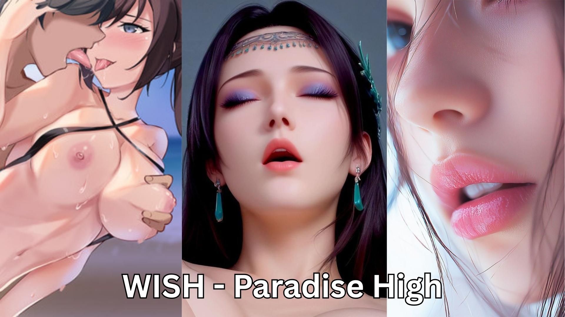 WISH - Paradise High gameplay screenshot featuring vibrant match-3 puzzle and visual novel elements