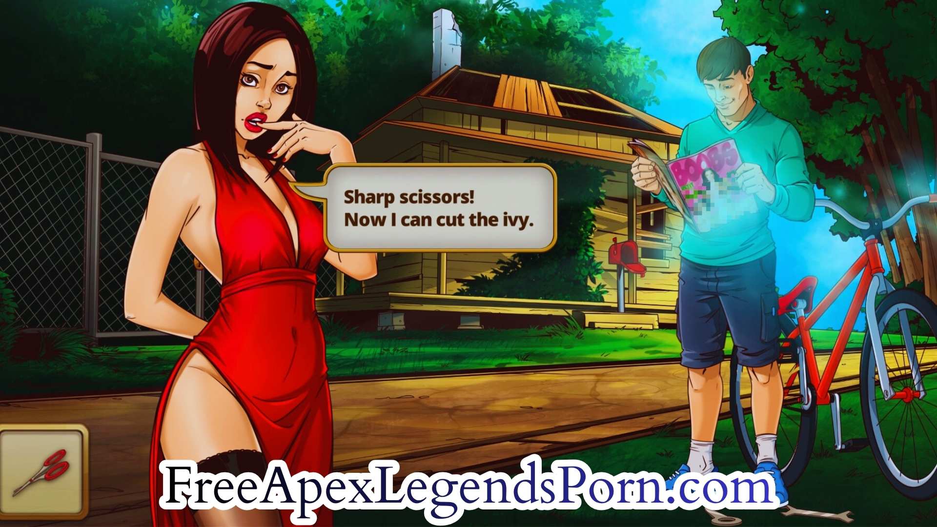 Intimate scene from Yes, Master! adult visual novel featuring anime-style characters in BDSM setting