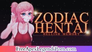 Intense bullet hell arena with matching cards and alluring anime girl illustration from Zodiac Hentai Hellish Memory
